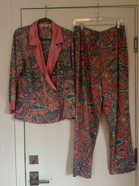 Vintage Victoria's Secret Pink Paisley Straight-Leg Pantsuit/ pj set  small